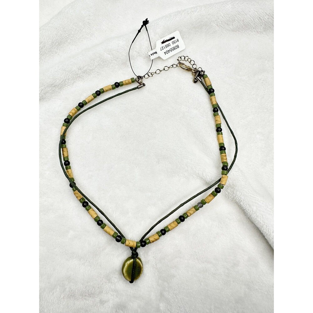 NEW Free People Dora Layer Necklace in Green Bohemian Beach Layered Hippie 70s